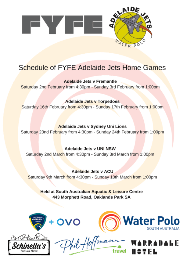 FYFE Adelaide Jets Home Games Water Polo SA